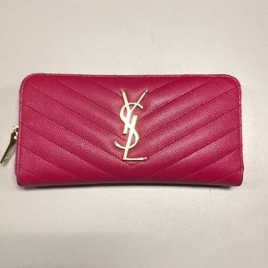 Authentic Pink YSL Zip Wallet